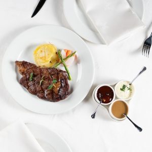 Grilled Entrecôte with Five-Pepper Sauce & with Béarnaise Sauce